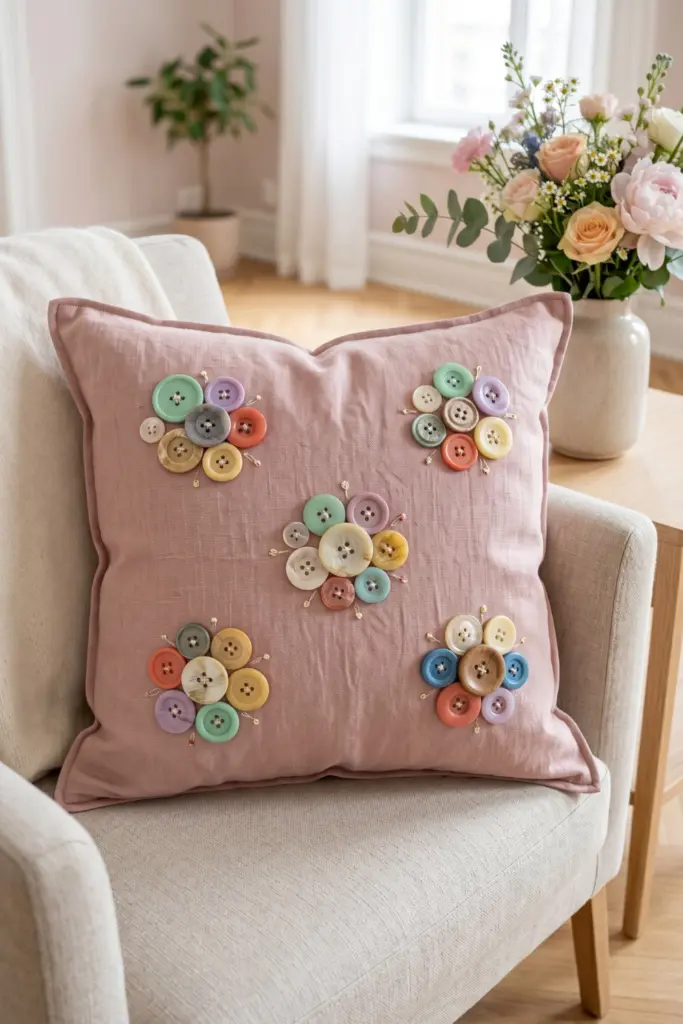button-embellished-pillow-vintage-colorful-clusters