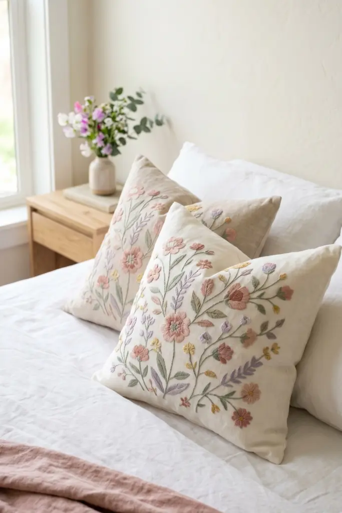 embroidered-floral-pillows-handmade-home-decor