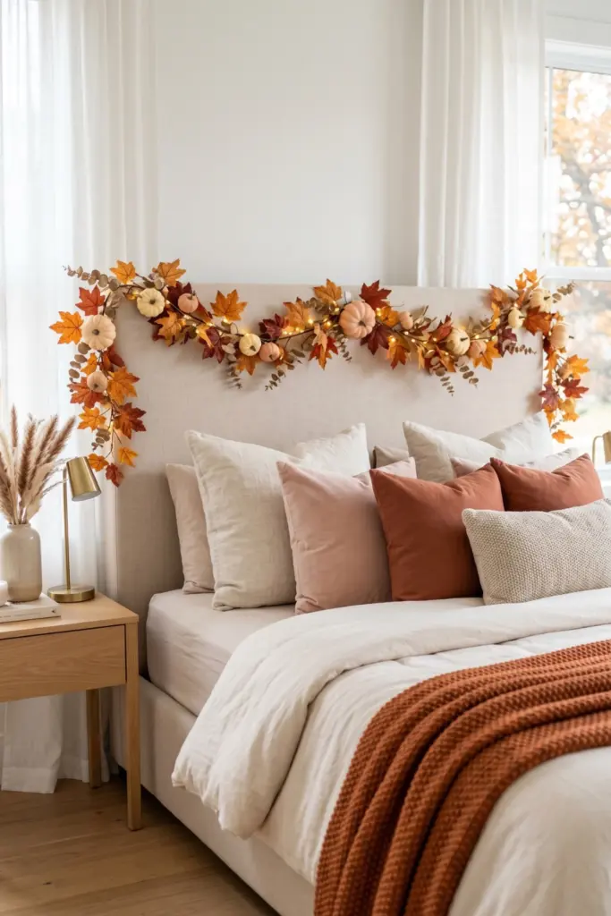fall-themed-garland-headboard-bedroom-decor