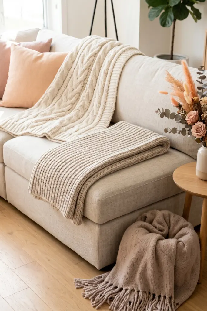 layered-chunky-knit-throws-neutral-sofas
