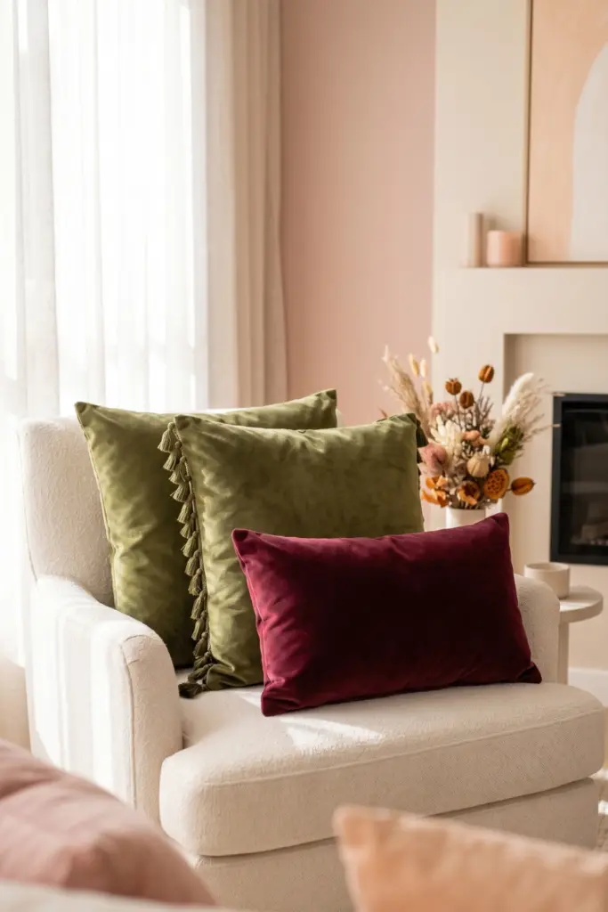 velvet-throw-pillows-olive-burgundy