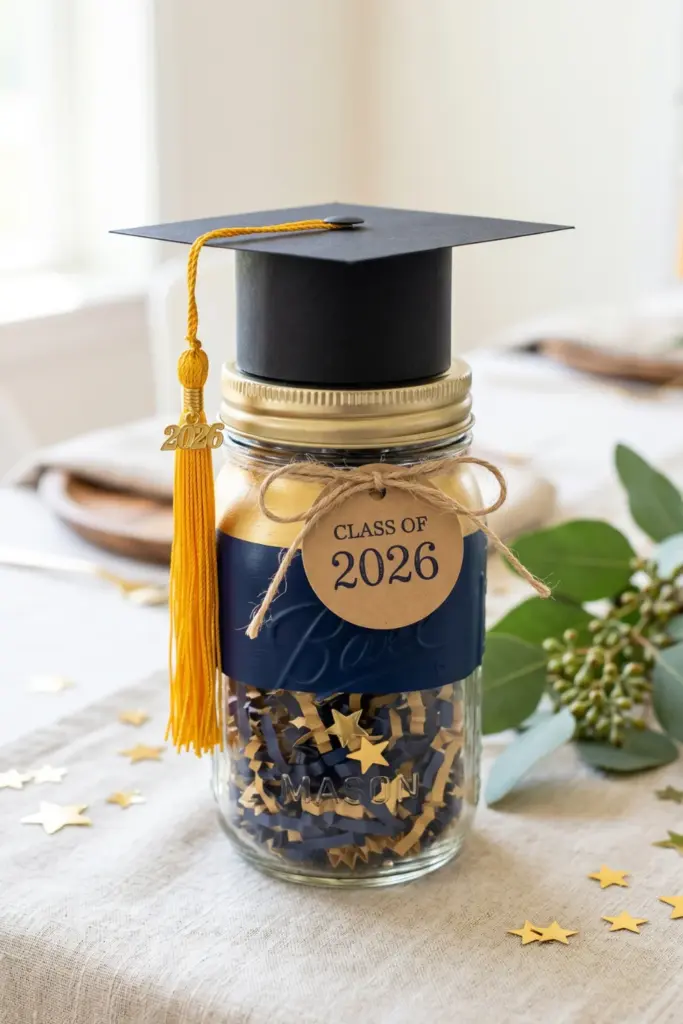 graduation-centerpiece-designs-gold-tassel-cap-mason-jar-ideas