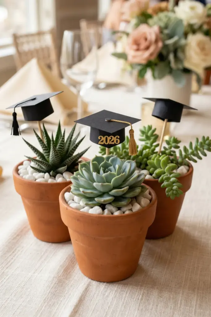 graduation-centerpiece-succulent-cap-garden-ideas