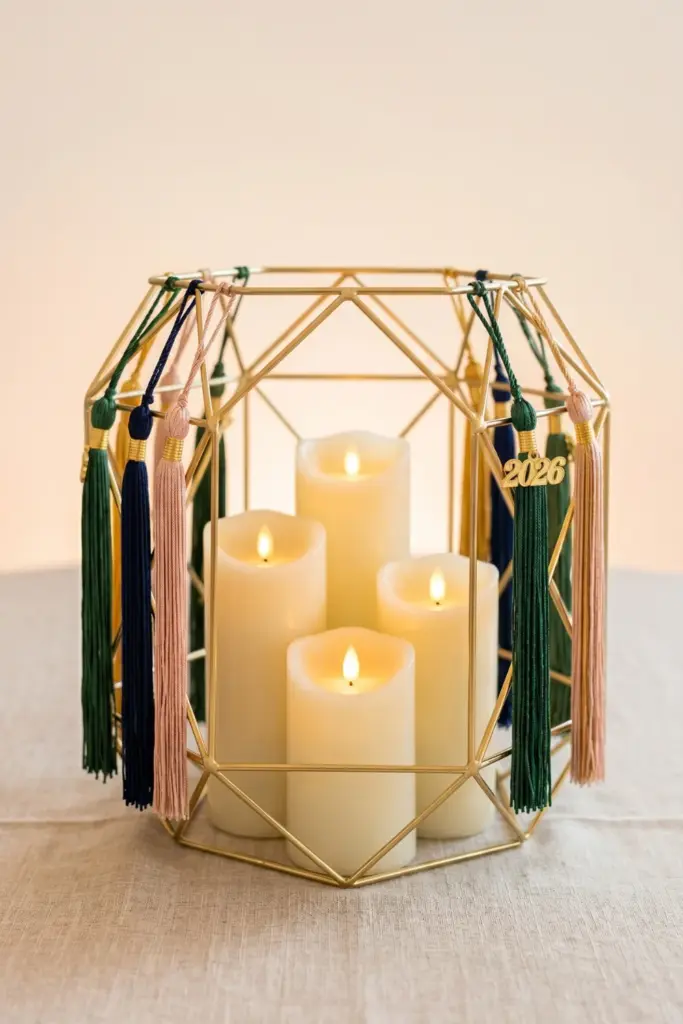 graduation-centerpiece-metallic-grid-tassels-ideas