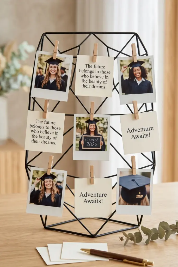 graduation-centerpiece-polaroid-memory-clip-ideas