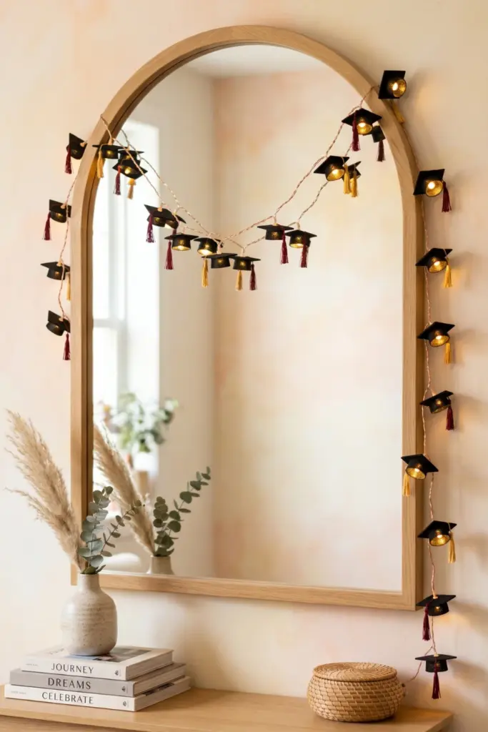 graduation-entryway-decorations-cap-string-lights-garland-ideas