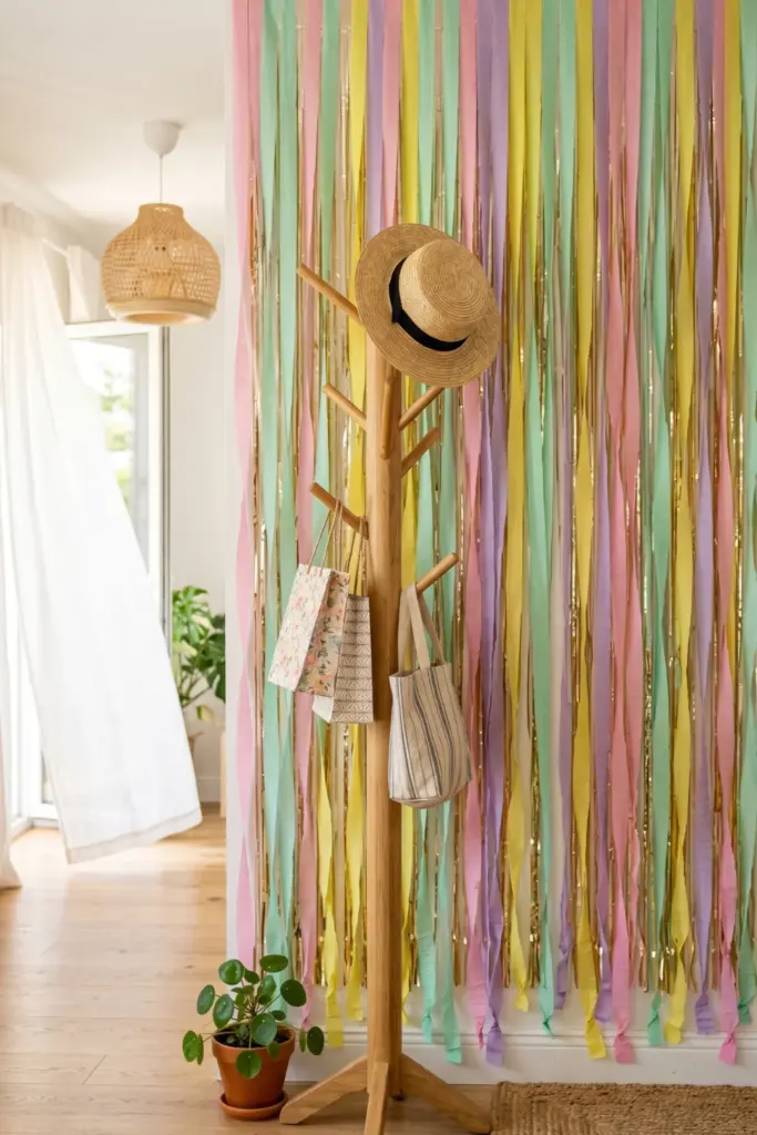 graduation-entryway-decorations-streamer-backdrop-coat-rack-ideas