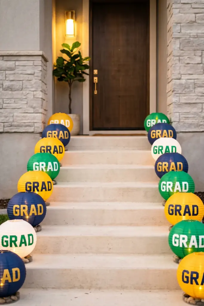 graduation-entryway-decorations-themed-lanterns-steps-ideas.