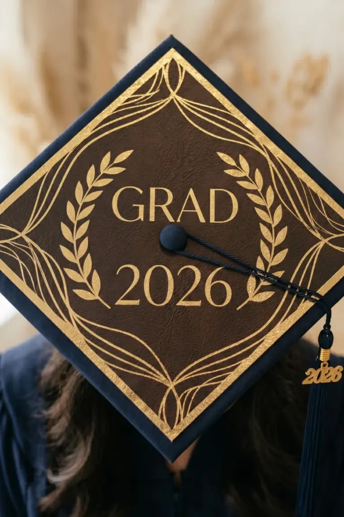 leather-gold-foil-diy-graduation-cap-decor