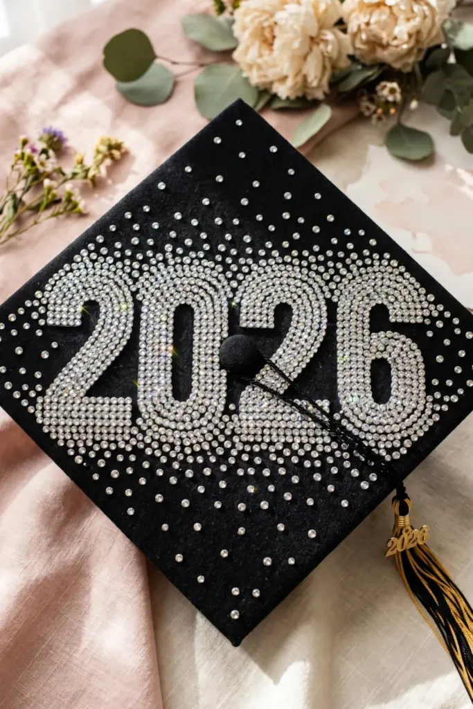 rhinestone-year-diy-graduation-cap-decor