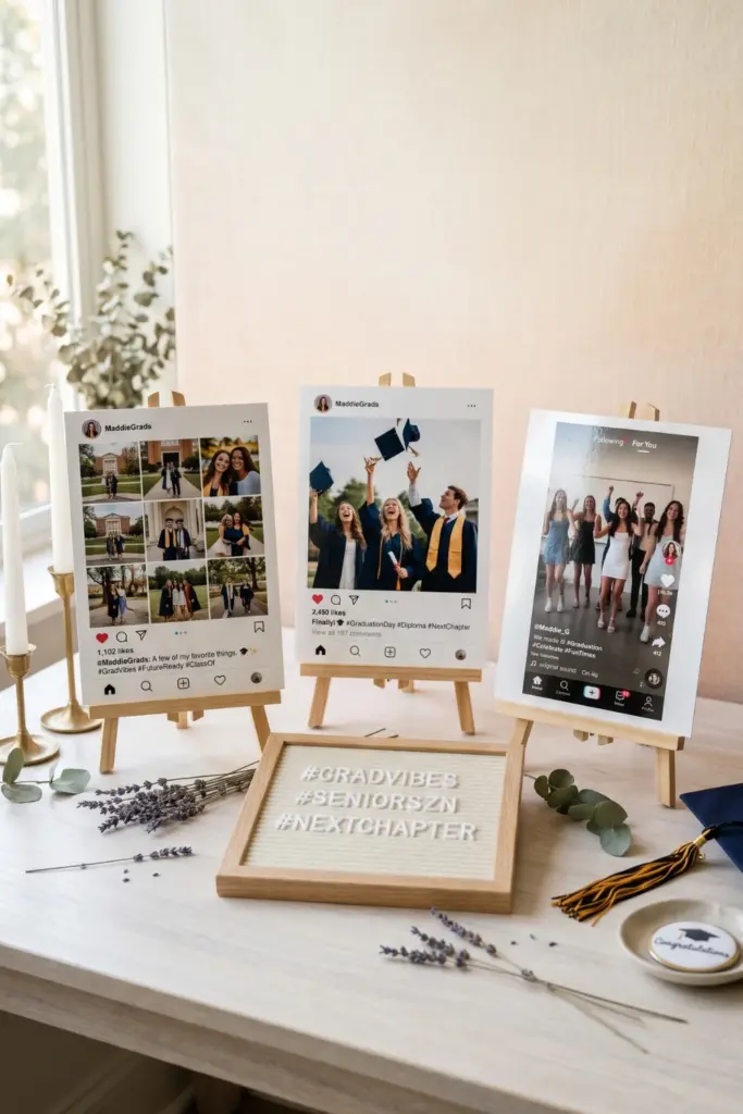 social-media-highlight-reel-graduation-memory-table-styling-ideas